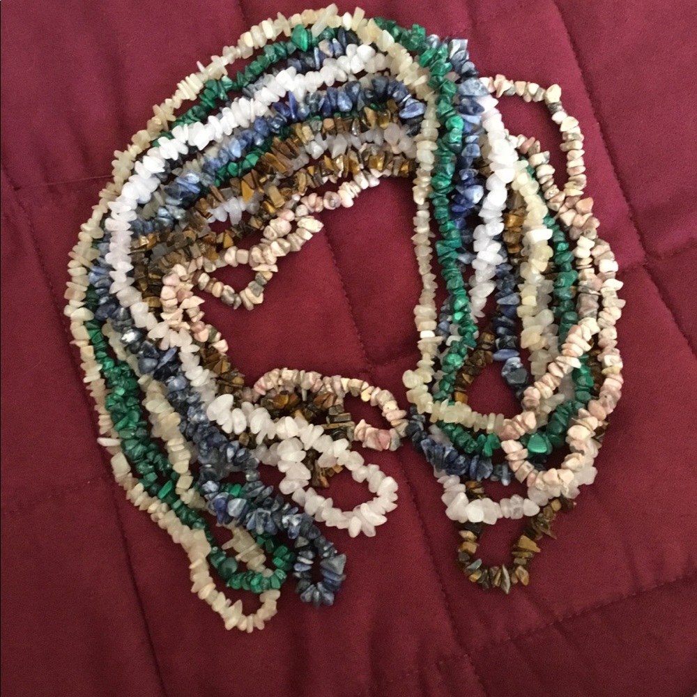 6 strands of semi-precious stone necklaces